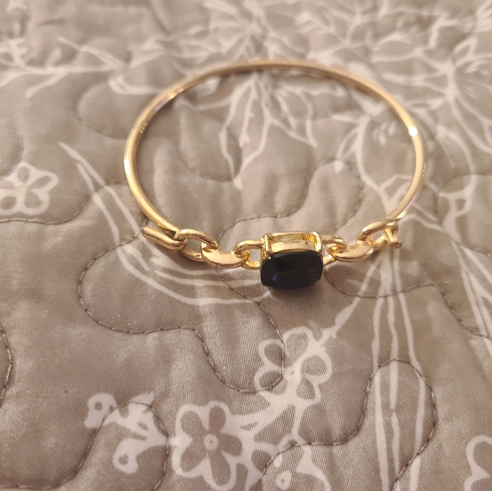 Costume sapphire, gold tone bracelet